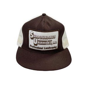 Vintage Snapback Surroundings Unlimited Landscaping Patch Hat Mesh Trucker Hat